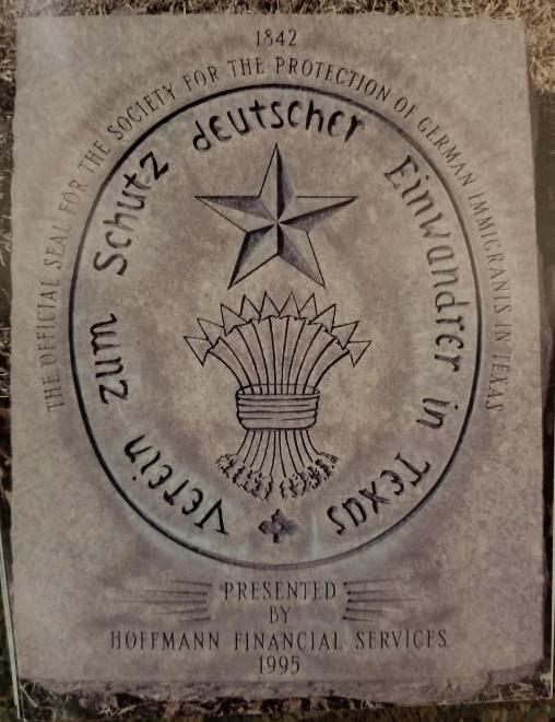 150th Anniversary marker for the Adelsverein
