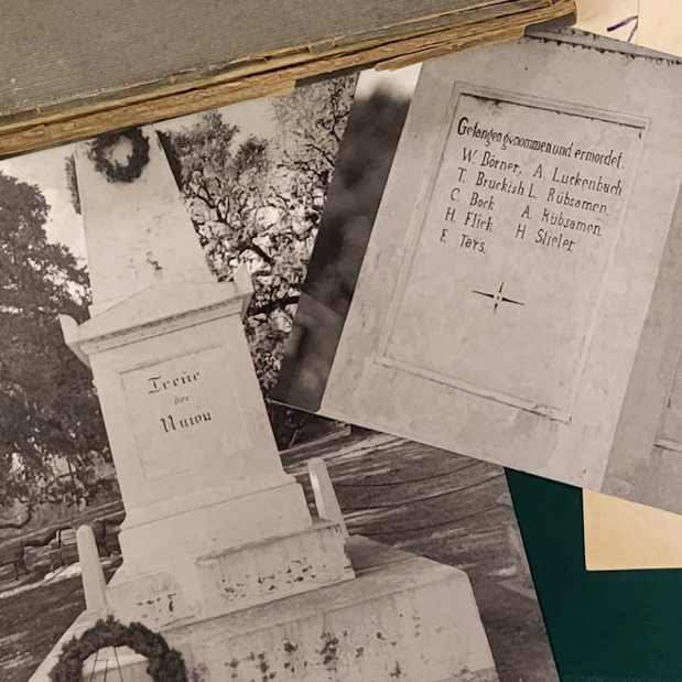 Photo Caption: Records in the Sophienburg Museum and Archives used in researching Pablo Diaz.