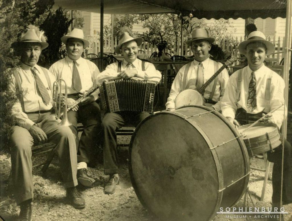 Photo Caption: The Dietert Band at the Sophienburg Museum opening in 1933. Photo includes Emil, Eugene, Edgar and Max Dietert and Albert Voss. An exhibit of accordions from 1880&ndash;1960, including historical photos of local area bands, is on view at the Sophienburg Museum and Archives through December. The museum is open Tuesday-Saturday from 10 a.m.&ndash;4 p.m.