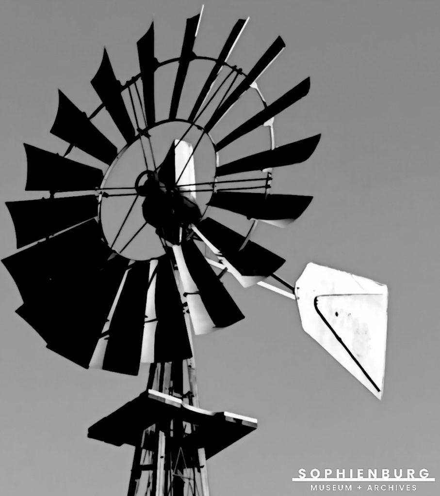 PHOTO CAPTION: Aermotor self-oiling Model 720 windmill from Henne Hardware circa 1940 at residence of author. 