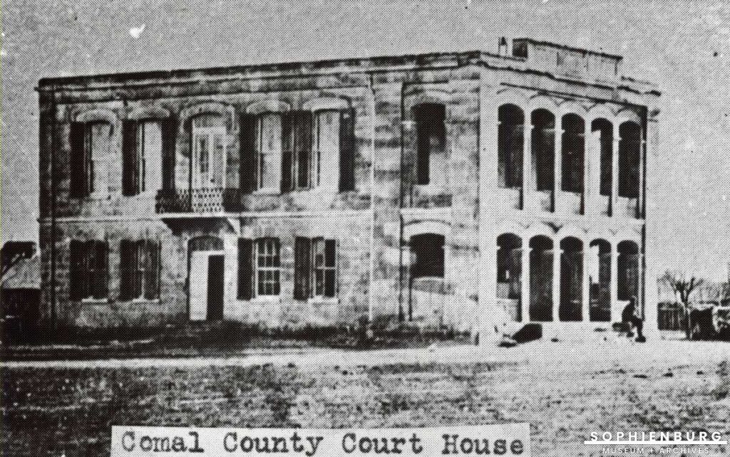 Photo Caption: The Courthouse during the time of the Wersdoerfer story was in a residence off Main Plaza. This building was constructed in 1858 as the first purpose-built Comal County Courthouse.