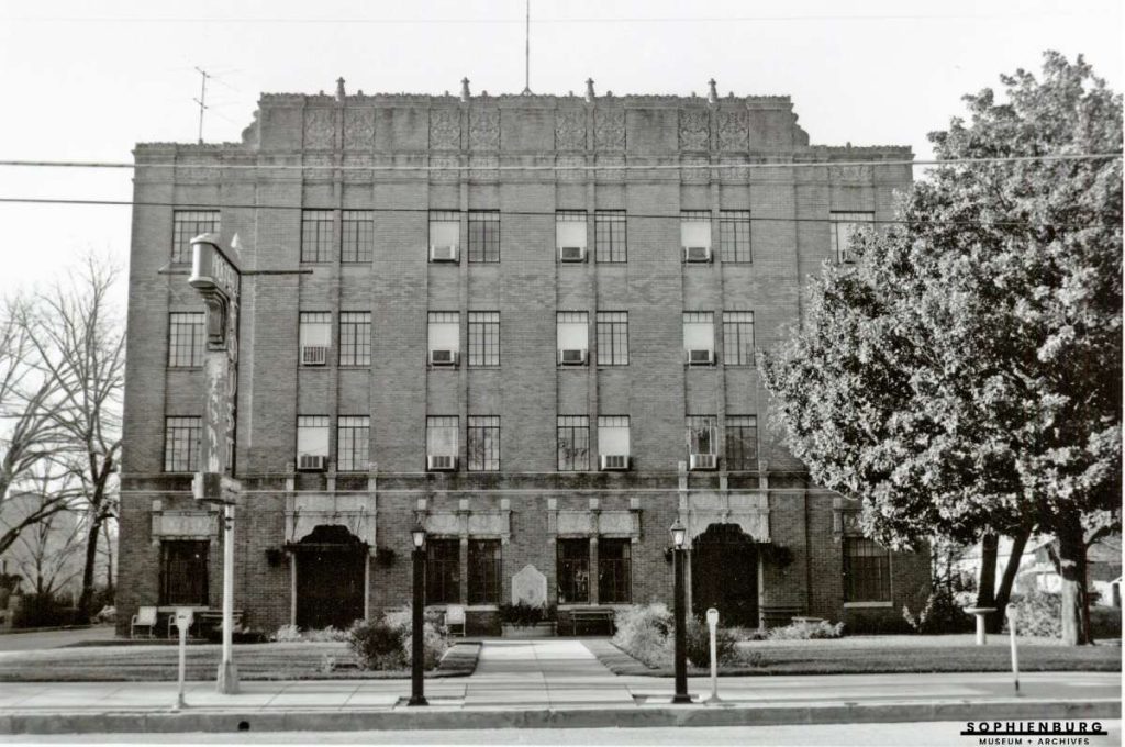 PHOTO CAPTION: The Faust Hotel circa 1961. Note the casement windows removed to accommodate window air conditioning units in previous hotel updates.